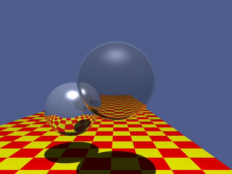 Two Spheres, ray traced