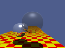 Two Spheres, ray traced